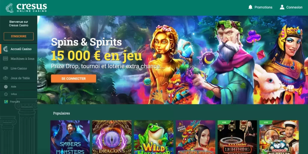 Cresus casino homepage