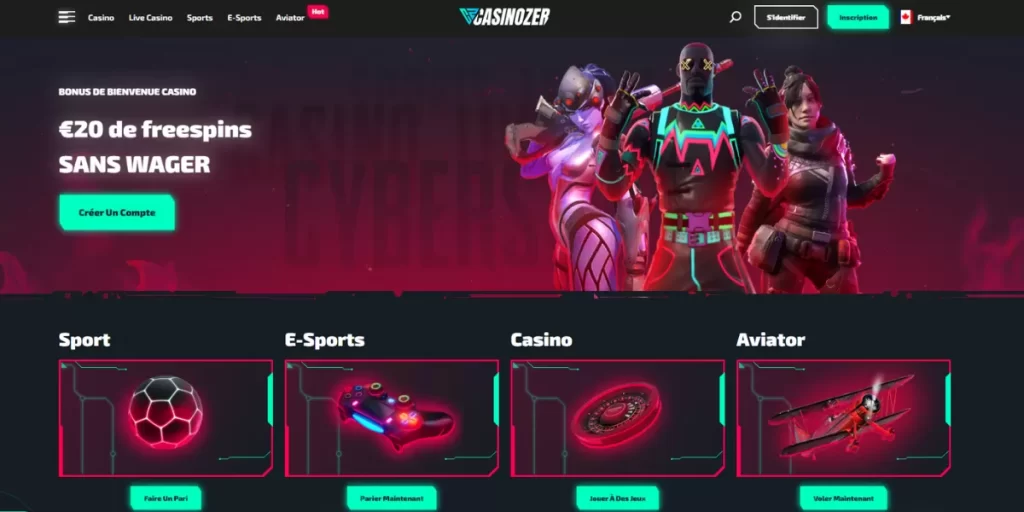 Casinozer casino homepage