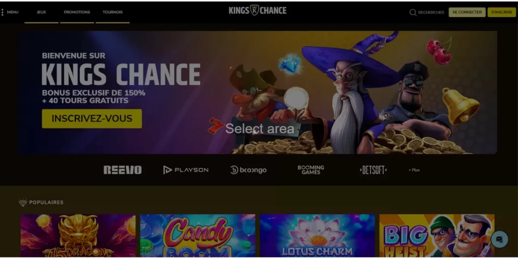 Kings Chance casino homepage