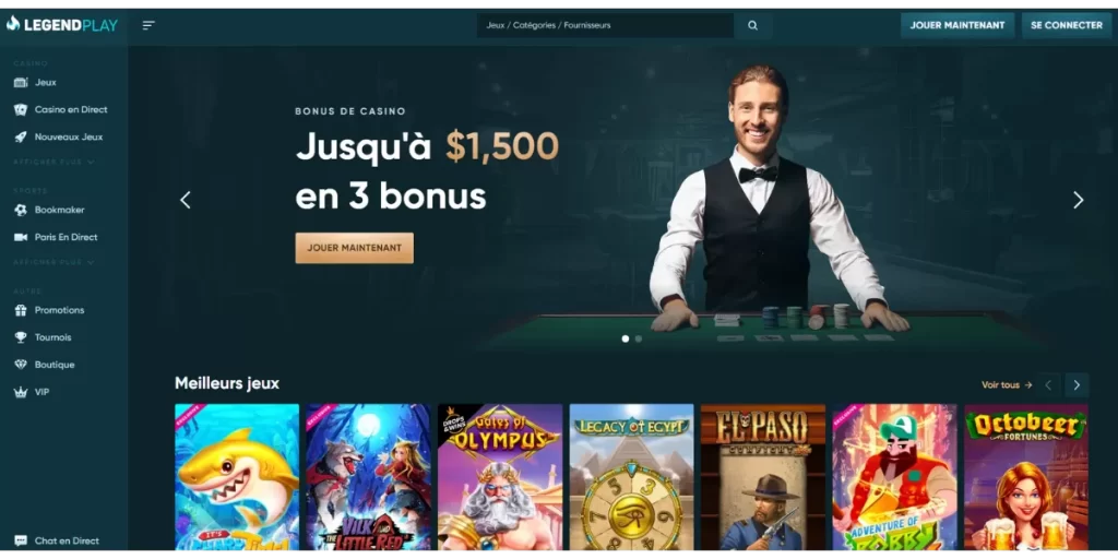 Legendplay casino homepage