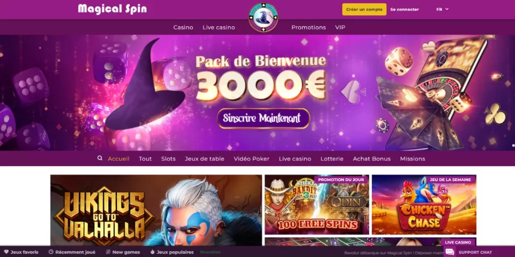 Magical spin casino homepage