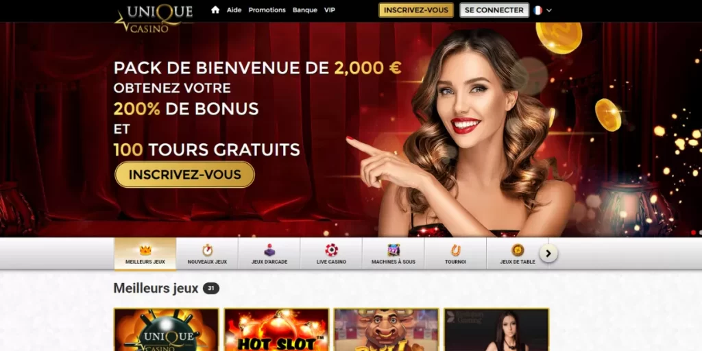 Unique casino homepage