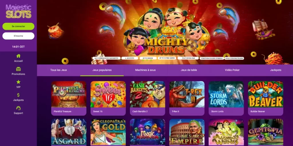 Majestic slots casino page d'accueil